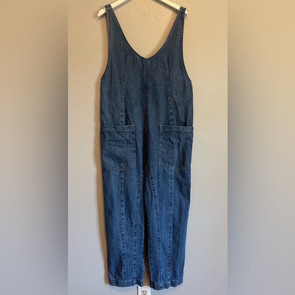 Slouchy‎ Denim Jumpsuit – Wide Leg Overalls – Size L High Roller Style Boho
